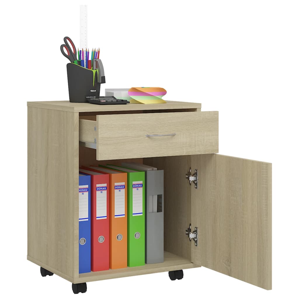 Rolling Cabinet Sonoma Oak 45x38x54 cm Wood Material