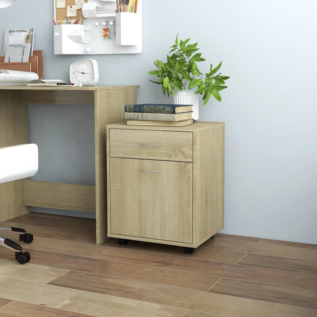 Rolling Cabinet Sonoma Oak 45x38x54 cm Wood Material