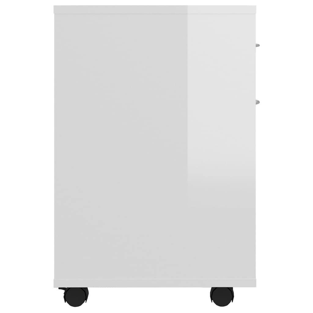 Rolling Cabinet High Gloss White 45x38x54 cm Wood Material