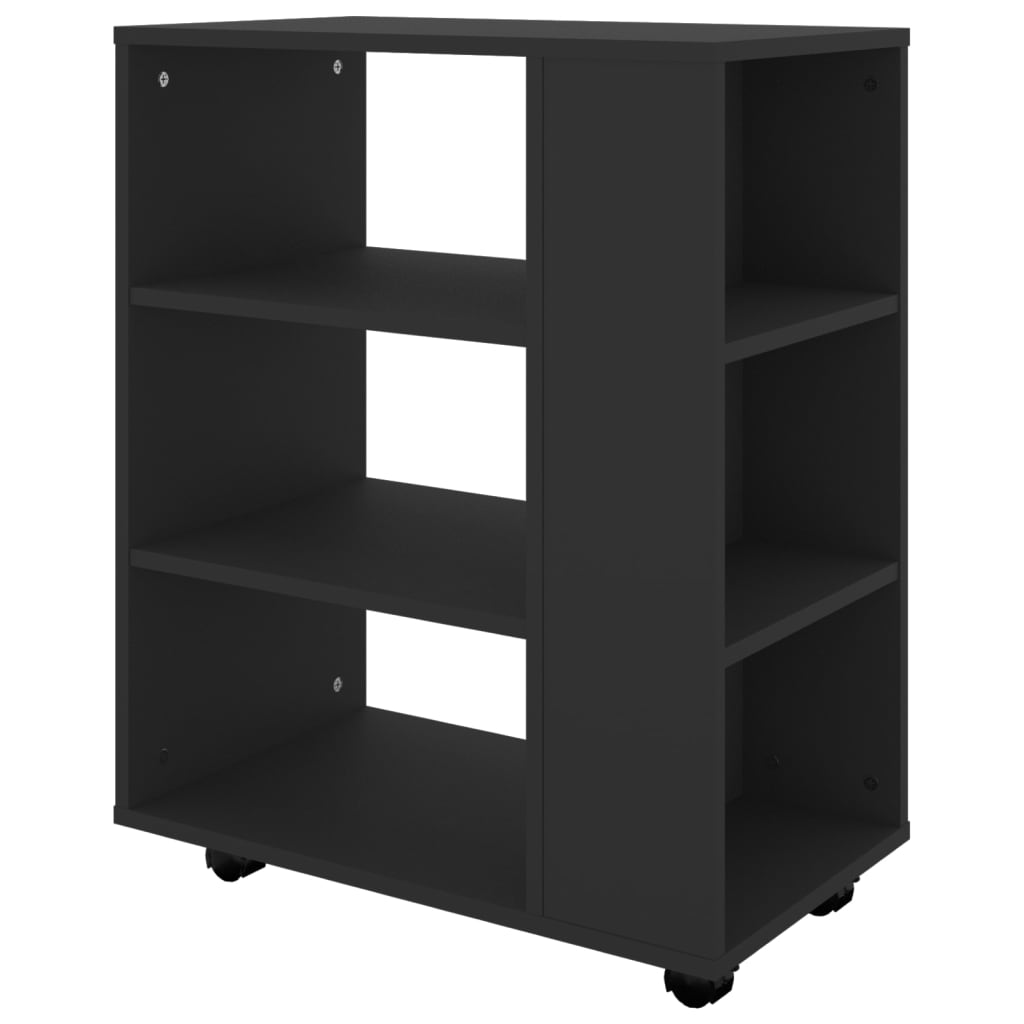 Rolling Cabinet Black 60x35x75 cm Wood Material