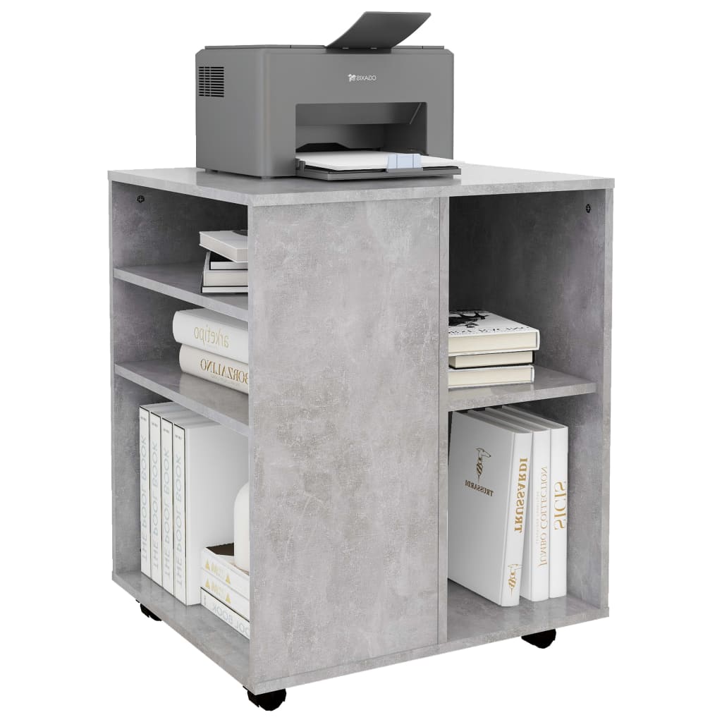 Rolling Cabinet Concrete Grey 60x53x72 cm Wood Material