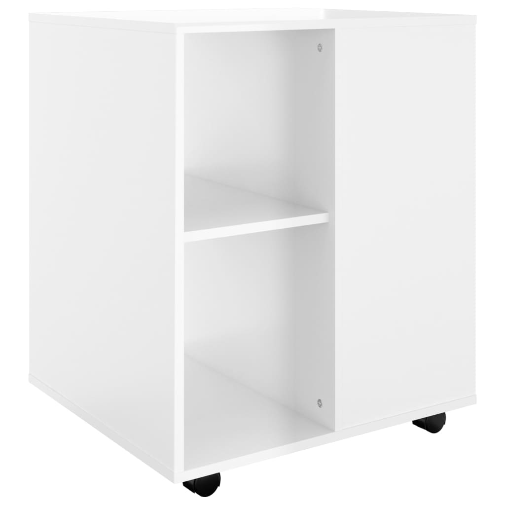 Rolling Cabinet High Gloss White 60x53x72 cm Wood Material