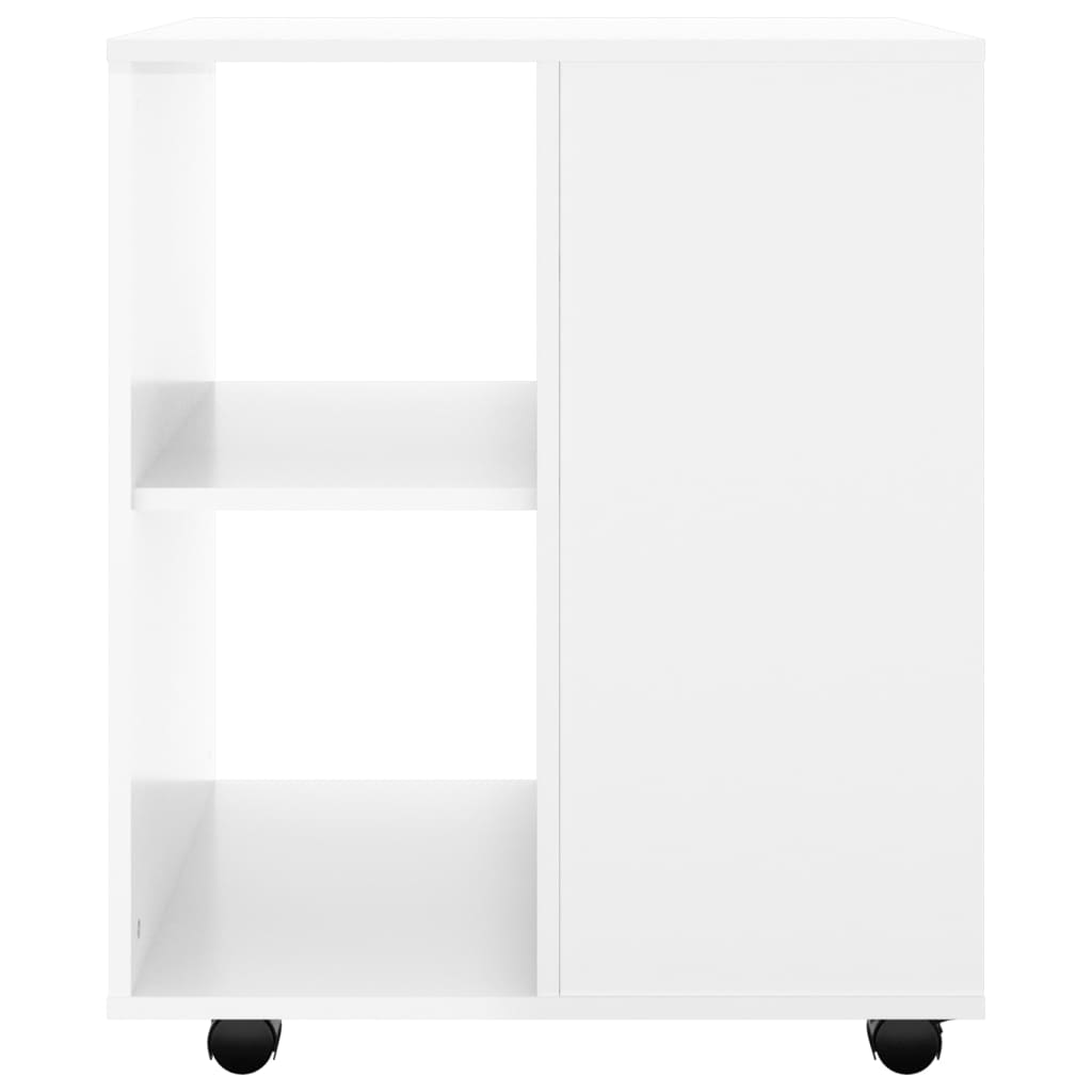 Rolling Cabinet High Gloss White 60x53x72 cm Wood Material