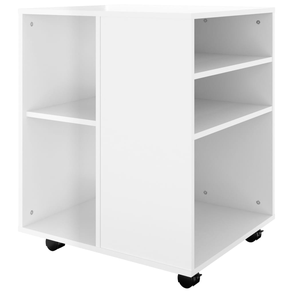 Rolling Cabinet High Gloss White 60x53x72 cm Wood Material