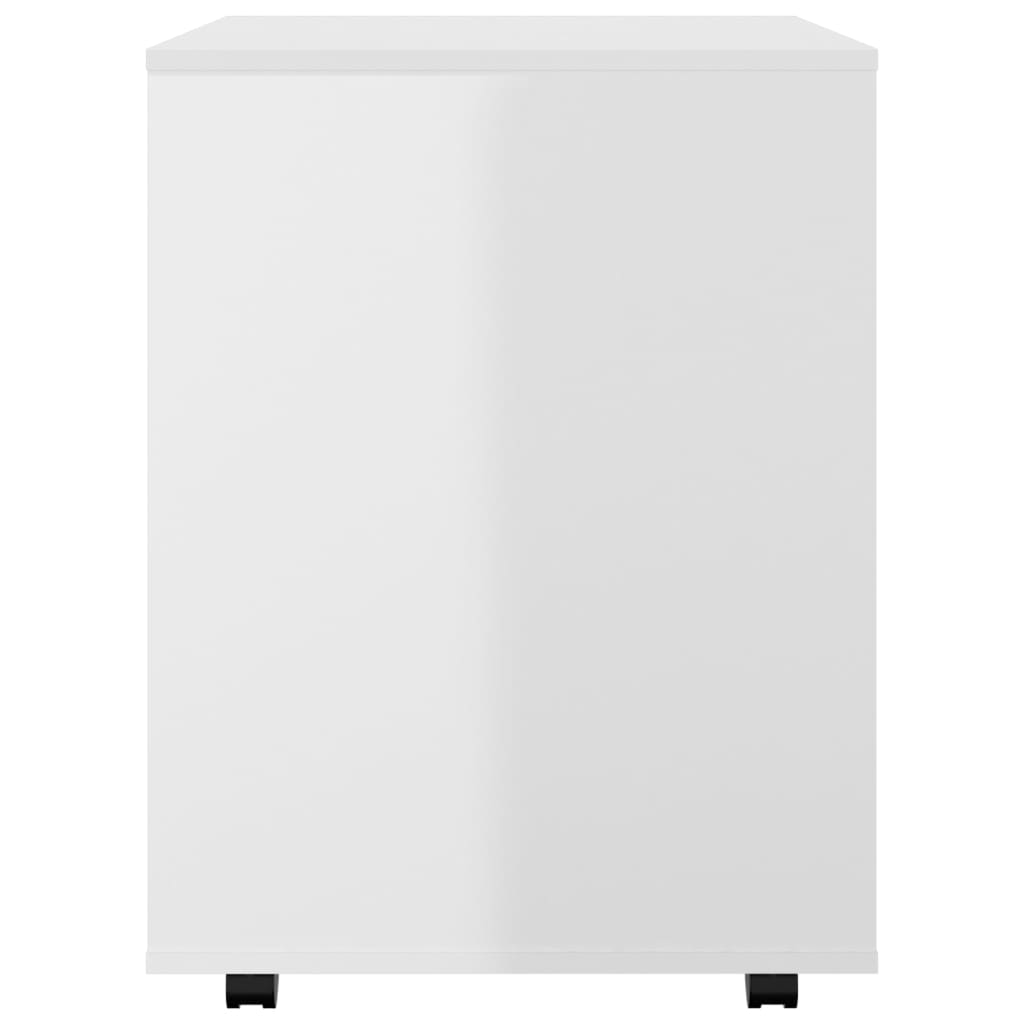 Rolling Cabinet High Gloss White 60x53x72 cm Wood Material