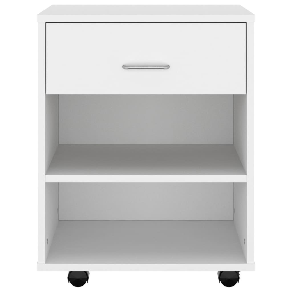 Rolling Cabinet White 46x36x59 cm Wood Material