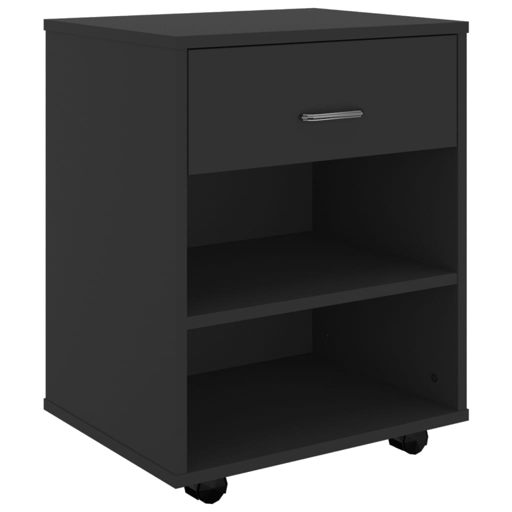 Rolling Cabinet Black 46x36x59 cm Wood Material