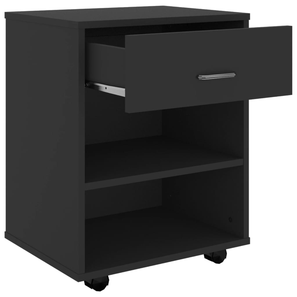 Rollschrank Schwarz 46x36x59 cm Holzwerkstoff