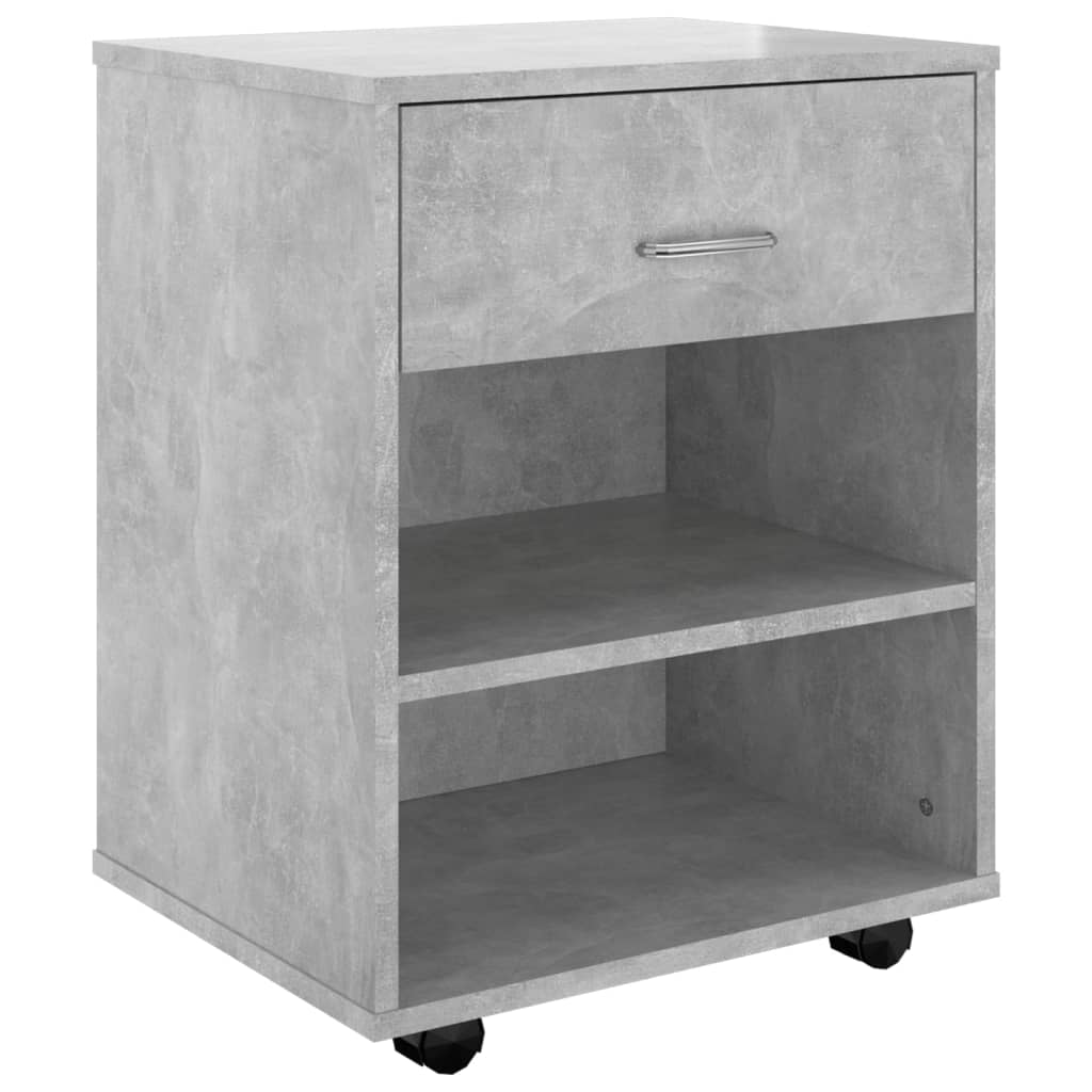 Rolling Cabinet Concrete Grey 46x36x59 cm Wood Material