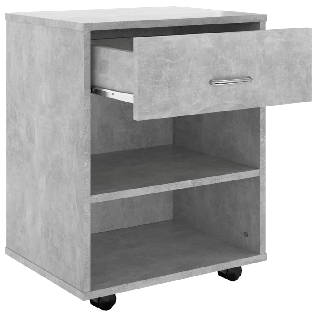 Rolling Cabinet Concrete Grey 46x36x59 cm Wood Material