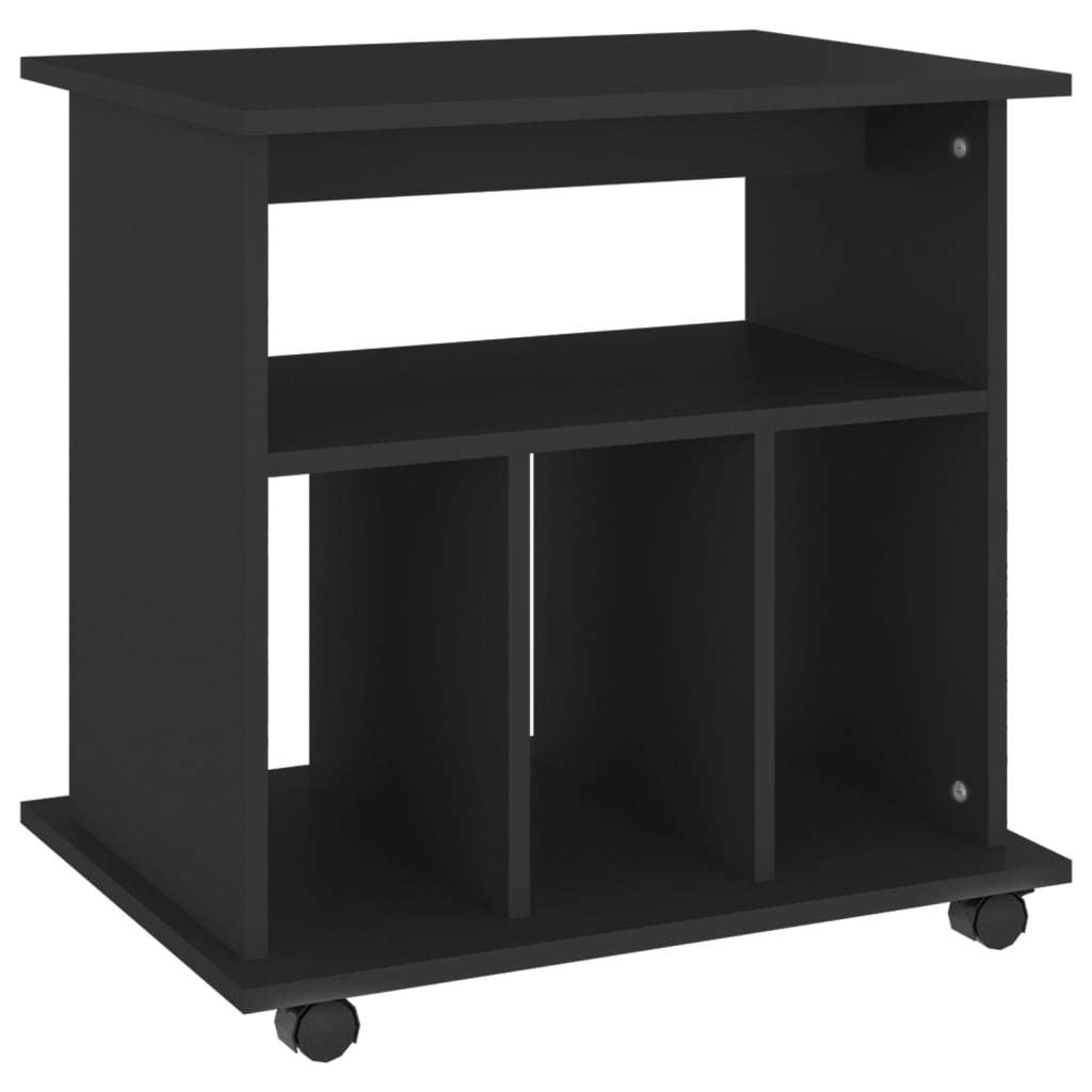 Rolling Cabinet Black 60x45x60 cm Wood Material