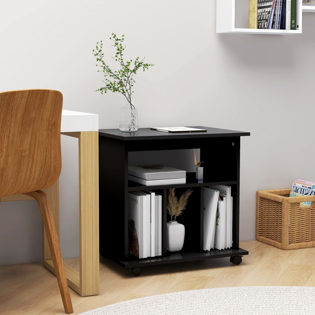 Rolling Cabinet Black 60x45x60 cm Wood Material