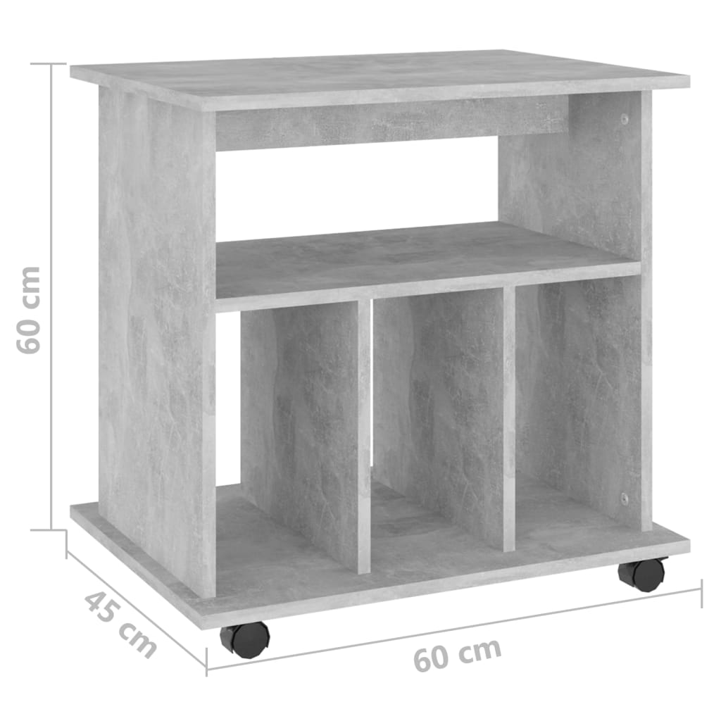 Rollschrank Betongrau 60x45x60 cm Holzwerkstoff