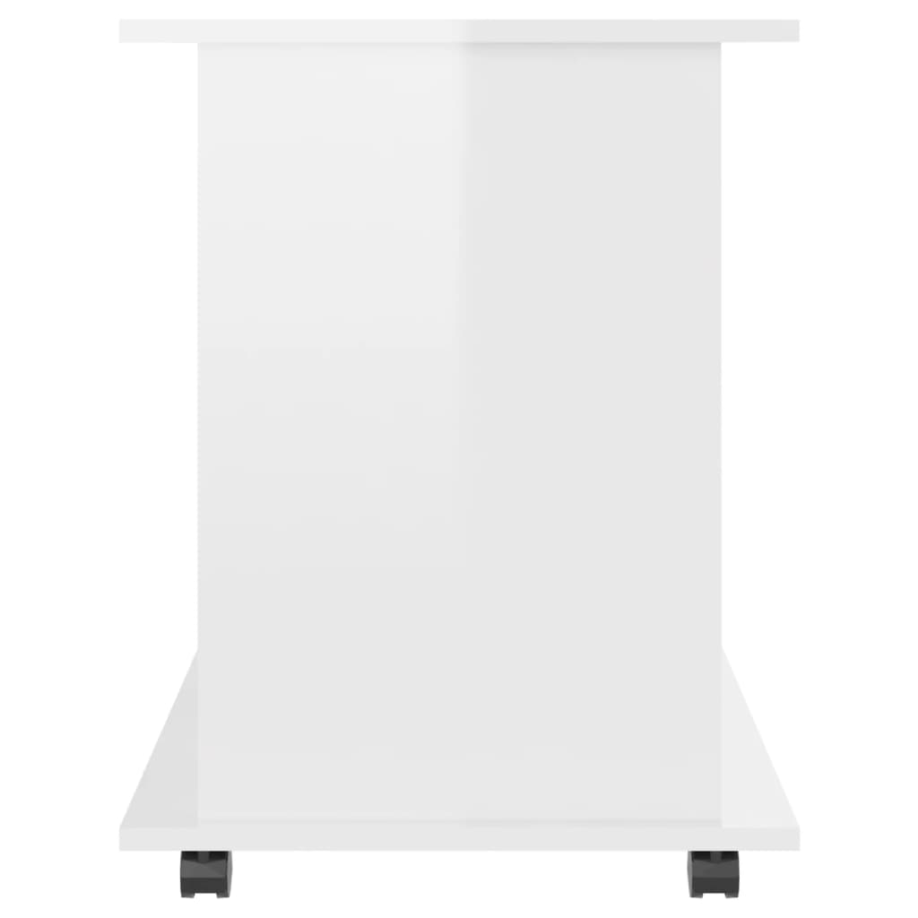 Rolling Cabinet High Gloss White 60x45x60 cm Wood Material