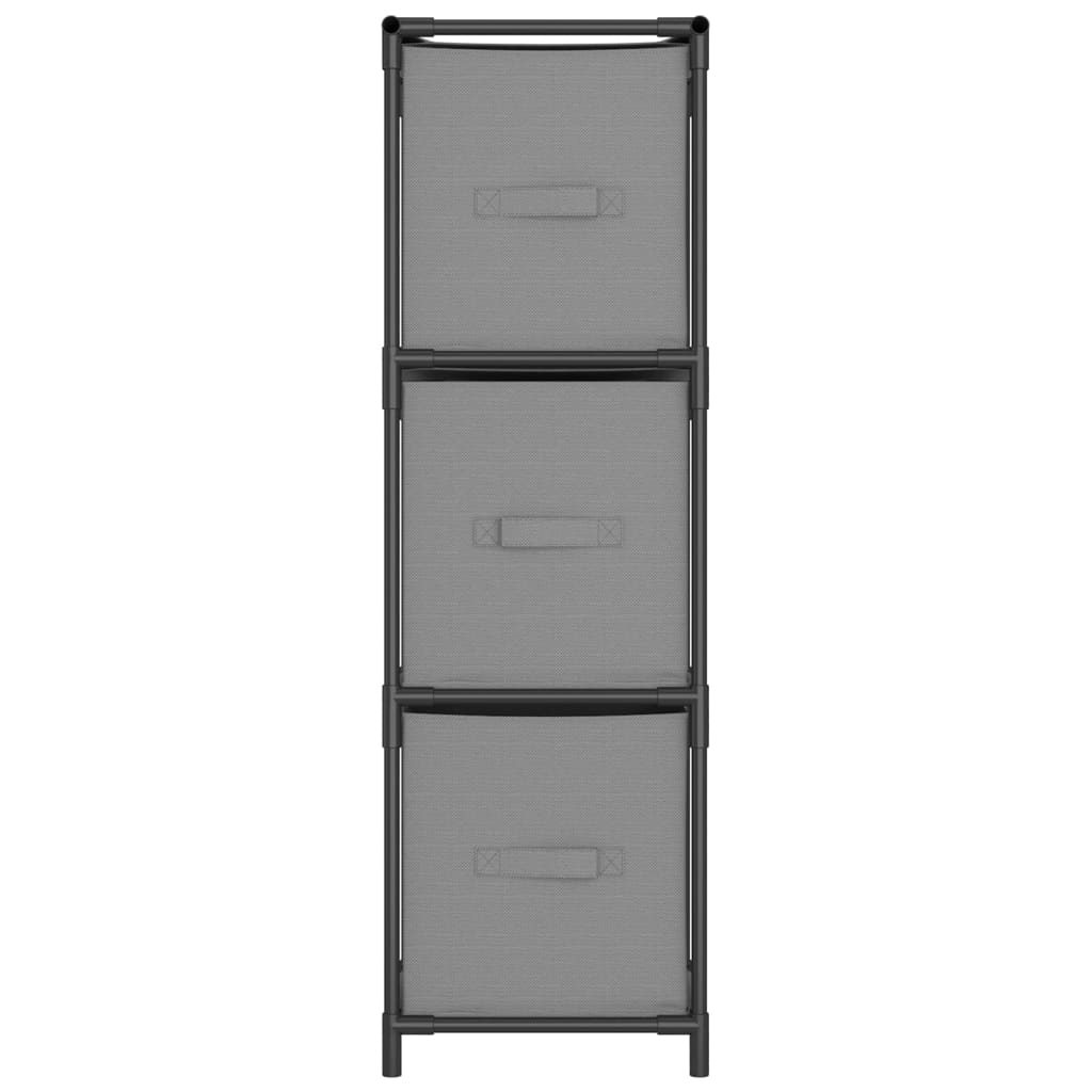 Lagerschrank mit 3 Stoff-Schubladen Grau 34x34x101 cm Stahl