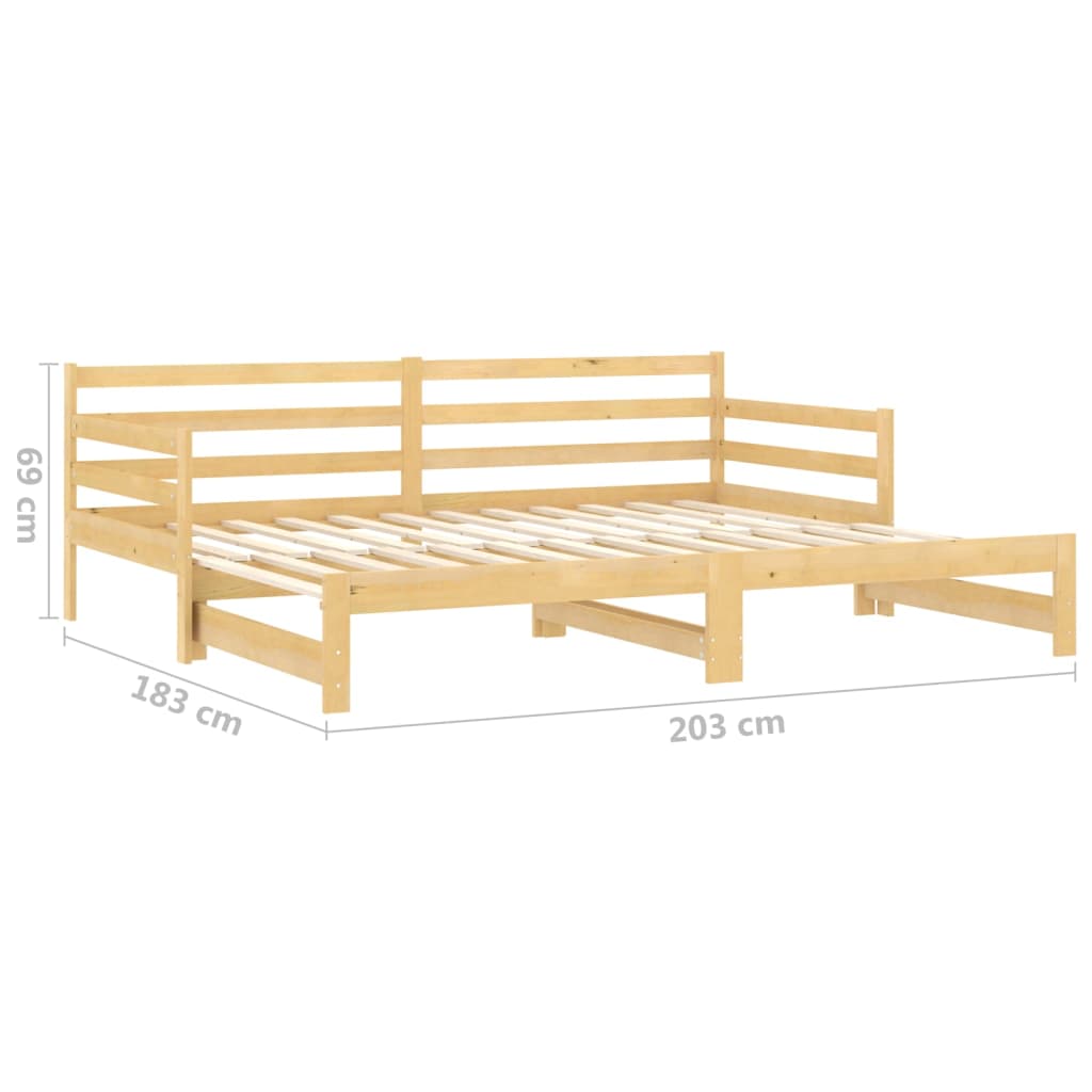 Daybed extendable solid pine wood 2x(90x200) cm