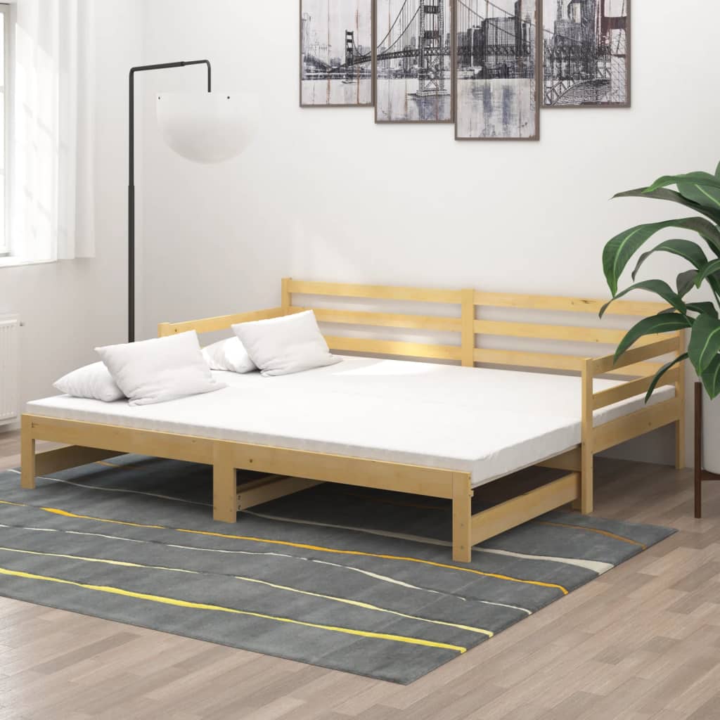 Daybed extendable solid pine wood 2x(90x200) cm