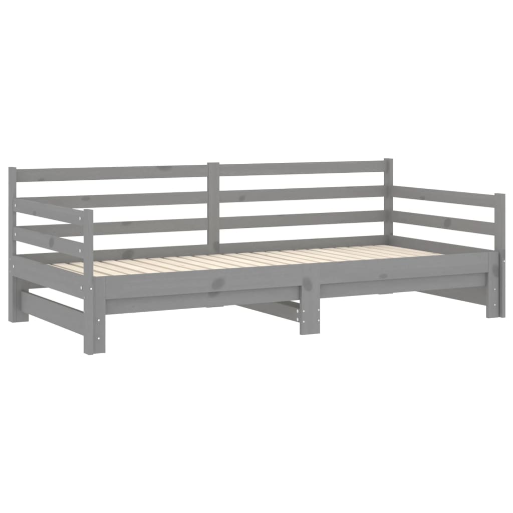 Extendable Daybed Grey Solid Pine Wood 2x(90x200) cm