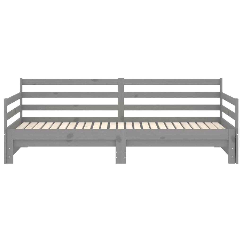 Extendable Daybed Grey Solid Pine Wood 2x(90x200) cm