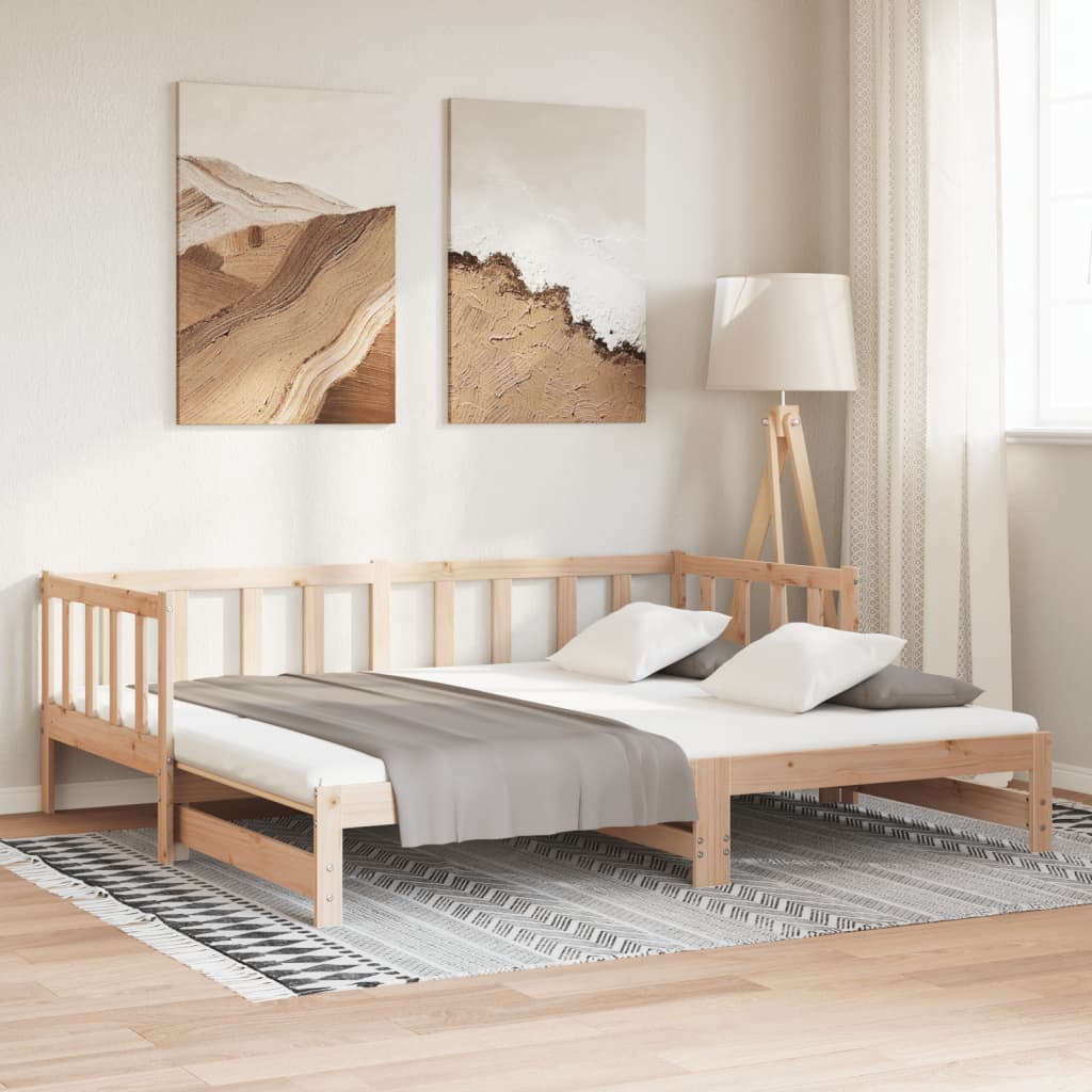 Daybed extendable solid pine wood 2x(90x200) cm