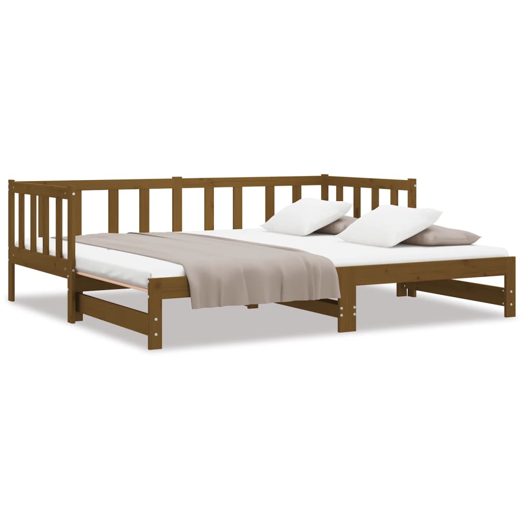 Daybed extendable honey brown pine solid wood 2x(90x200) cm