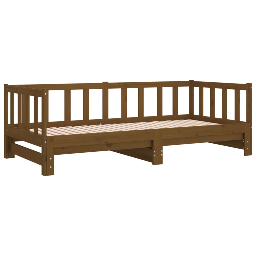 Daybed extendable honey brown pine solid wood 2x(90x200) cm