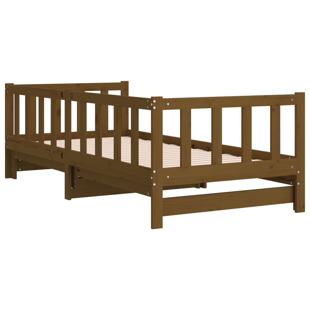 Daybed extendable honey brown pine solid wood 2x(90x200) cm