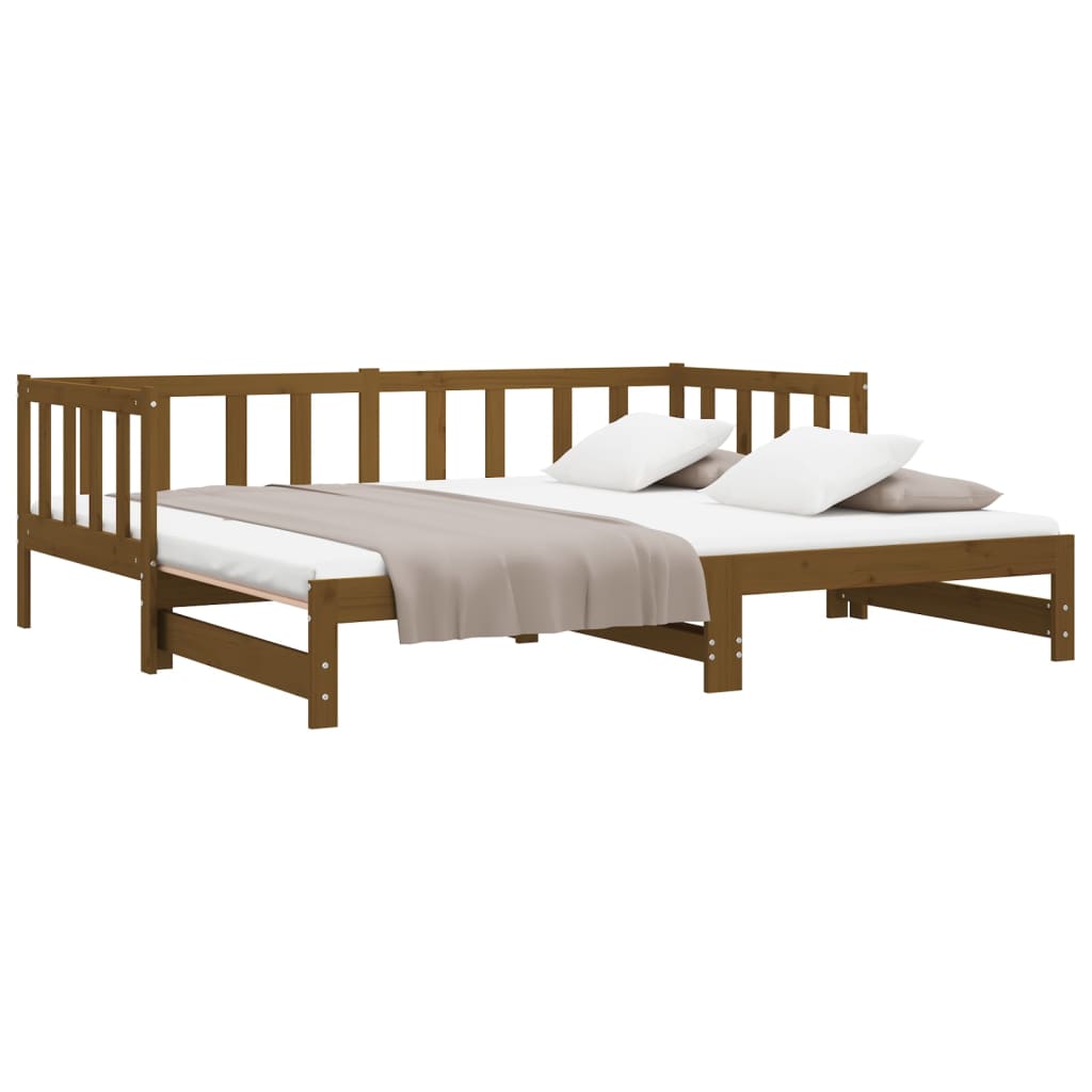 Daybed extendable honey brown pine solid wood 2x(90x200) cm