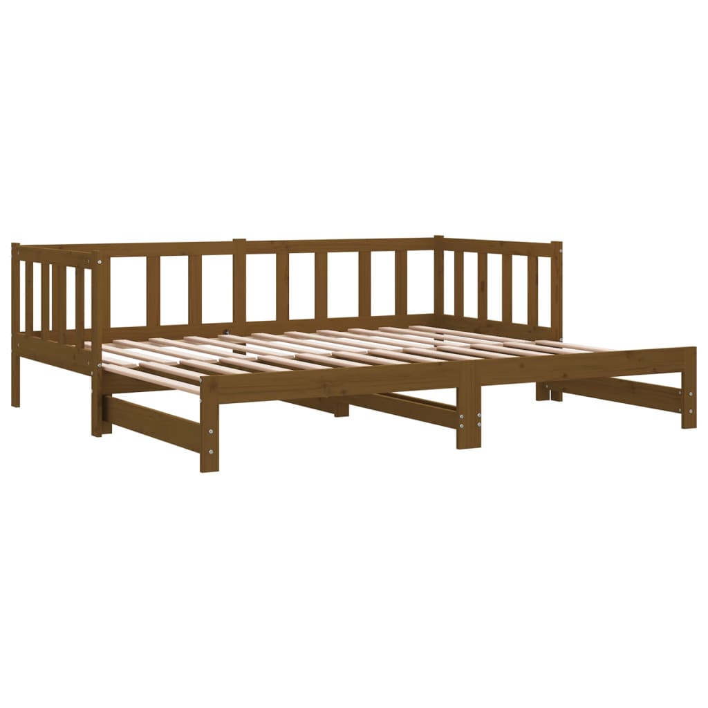 Daybed extendable honey brown pine solid wood 2x(90x200) cm