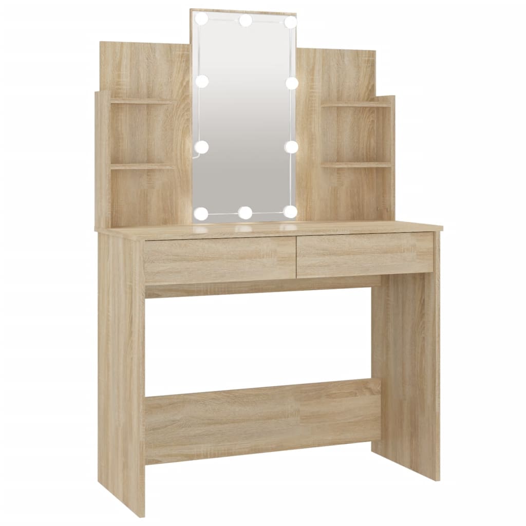 Dressing table with LED Sonoma oak 96x40x142 cm