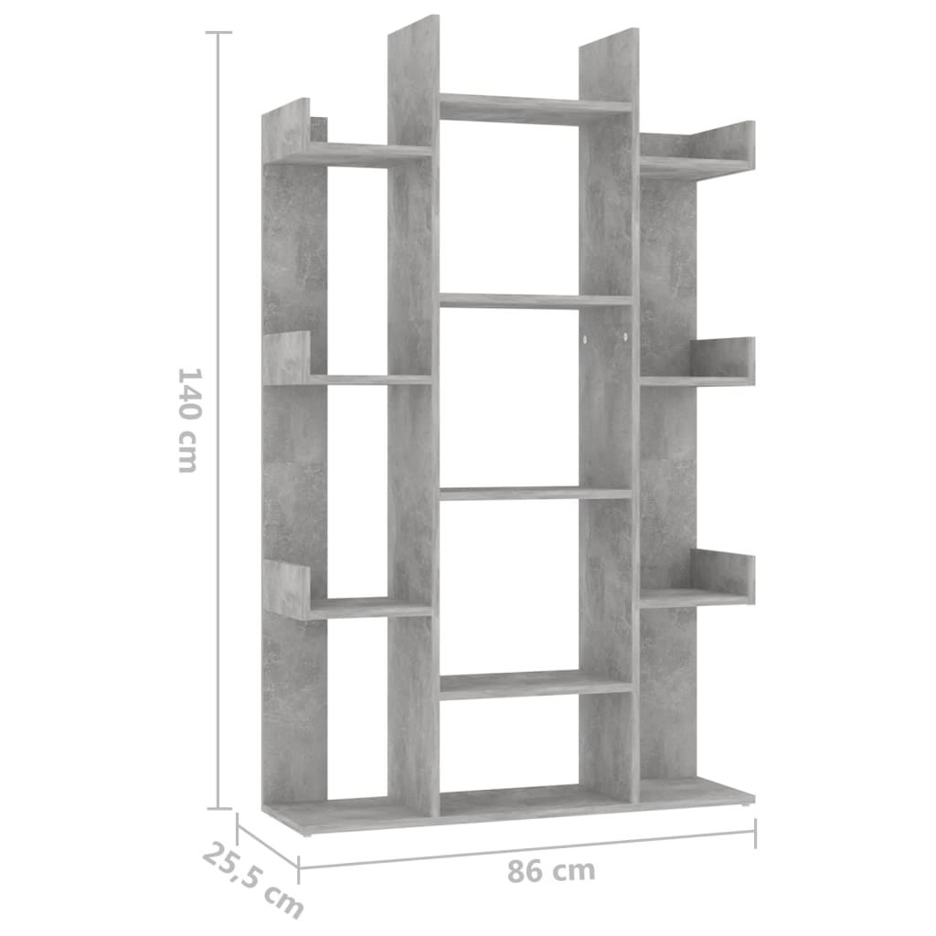 Bookshelf Concrete Grey 86x25.5x140 cm Wood Material