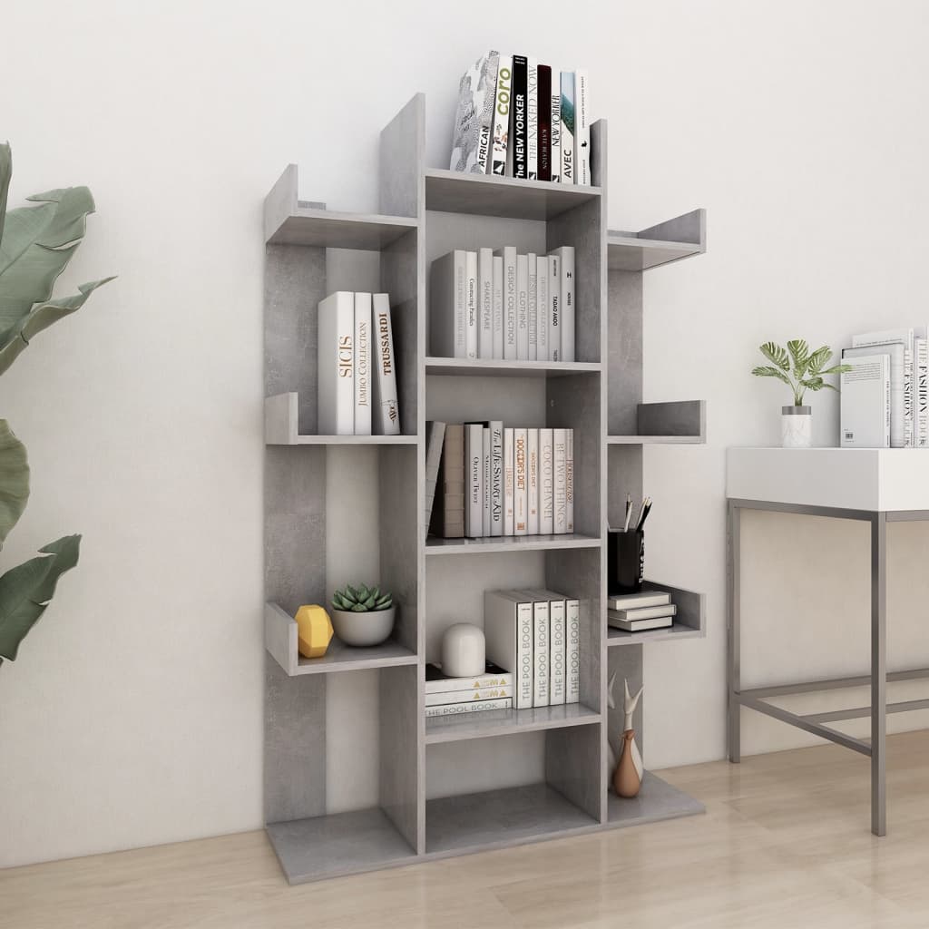 Bookshelf Concrete Grey 86x25.5x140 cm Wood Material