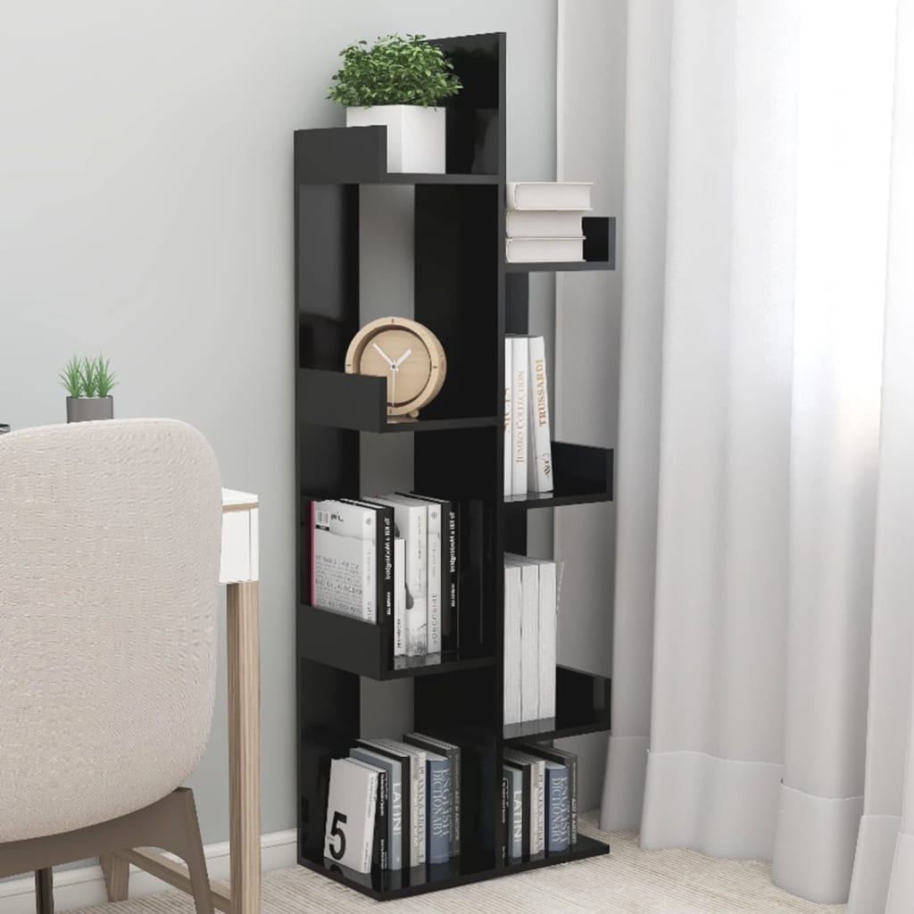 Bookshelf Black 48x25.5x140 cm Wood Material