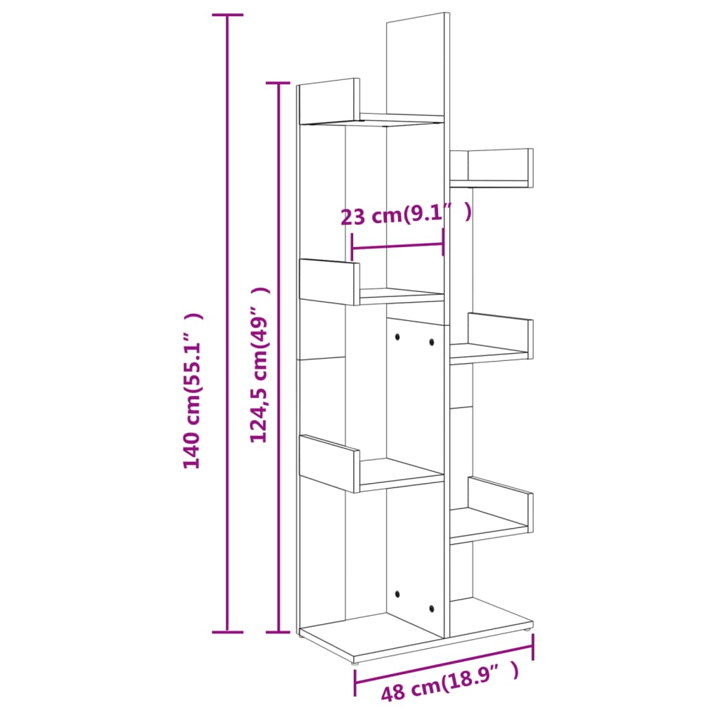 Bookshelf Sonoma Oak 48x25.5x140 cm Wood Material