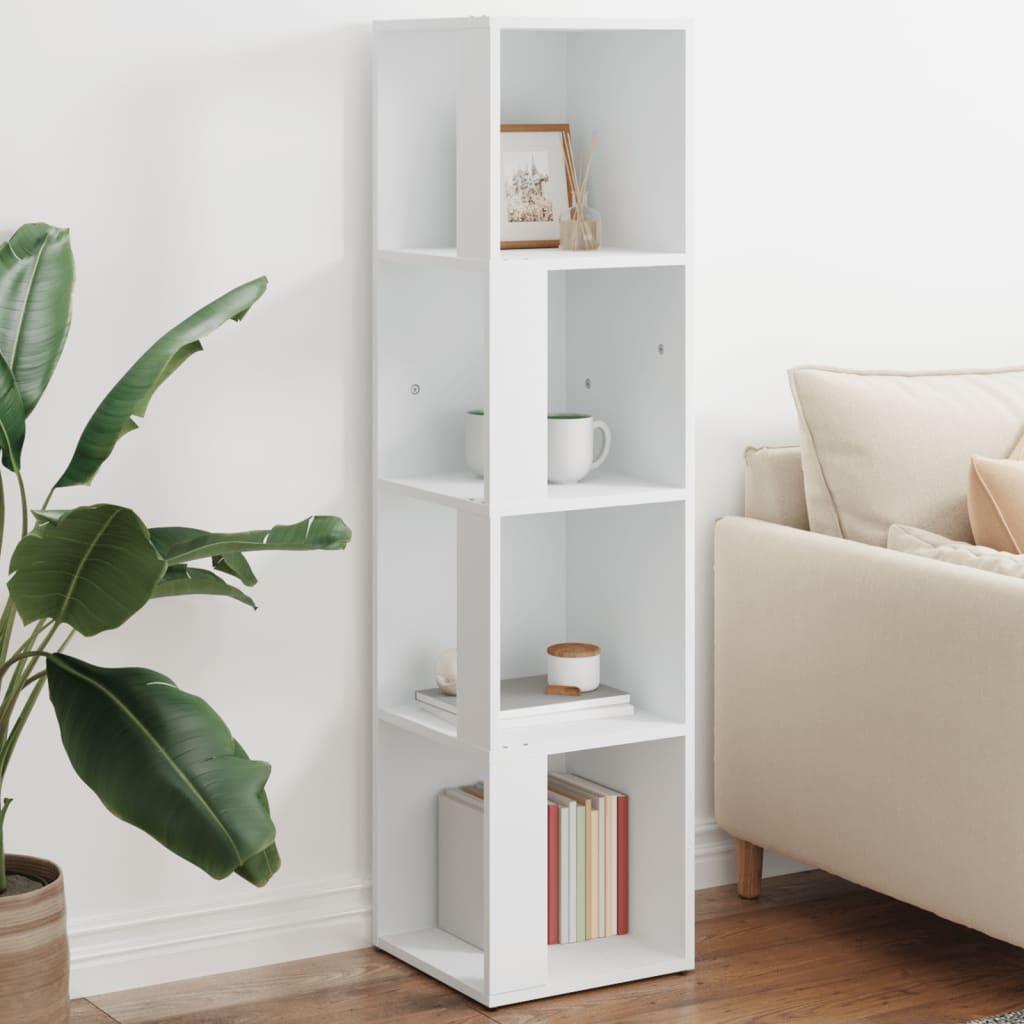 Corner Shelf White 33x33x132 cm Wood Material