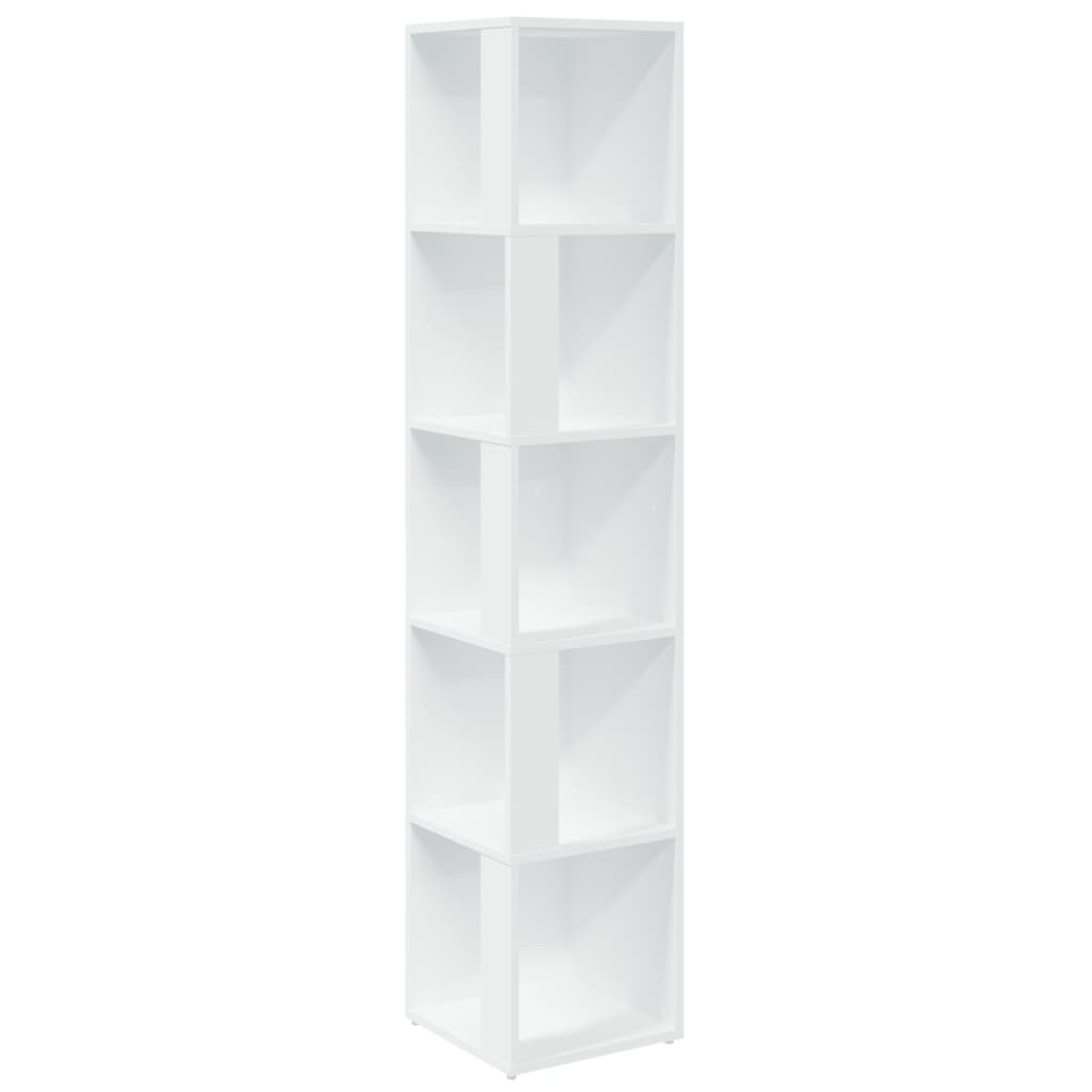 Corner Shelf White 33x33x164.5 cm Wood Material