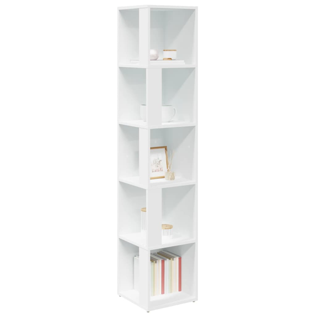 Corner Shelf White 33x33x164.5 cm Wood Material