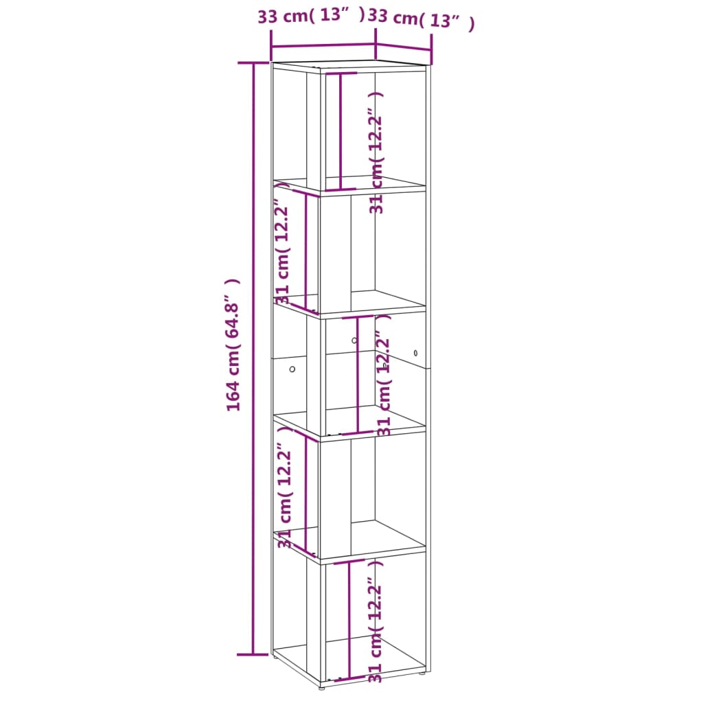 Corner Shelf White 33x33x164.5 cm Wood Material