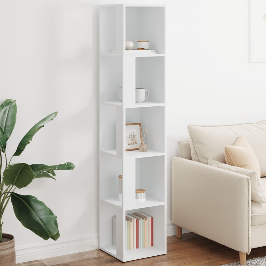 Corner Shelf White 33x33x164.5 cm Wood Material