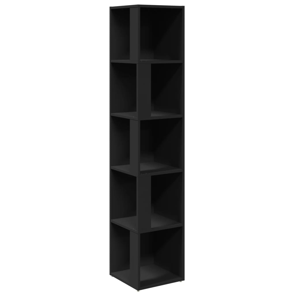 Corner Shelf Black 33x33x164.5 cm Wood Material