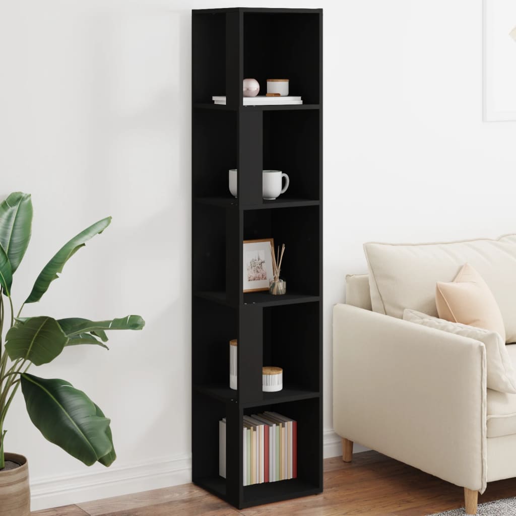 Corner Shelf Black 33x33x164.5 cm Wood Material