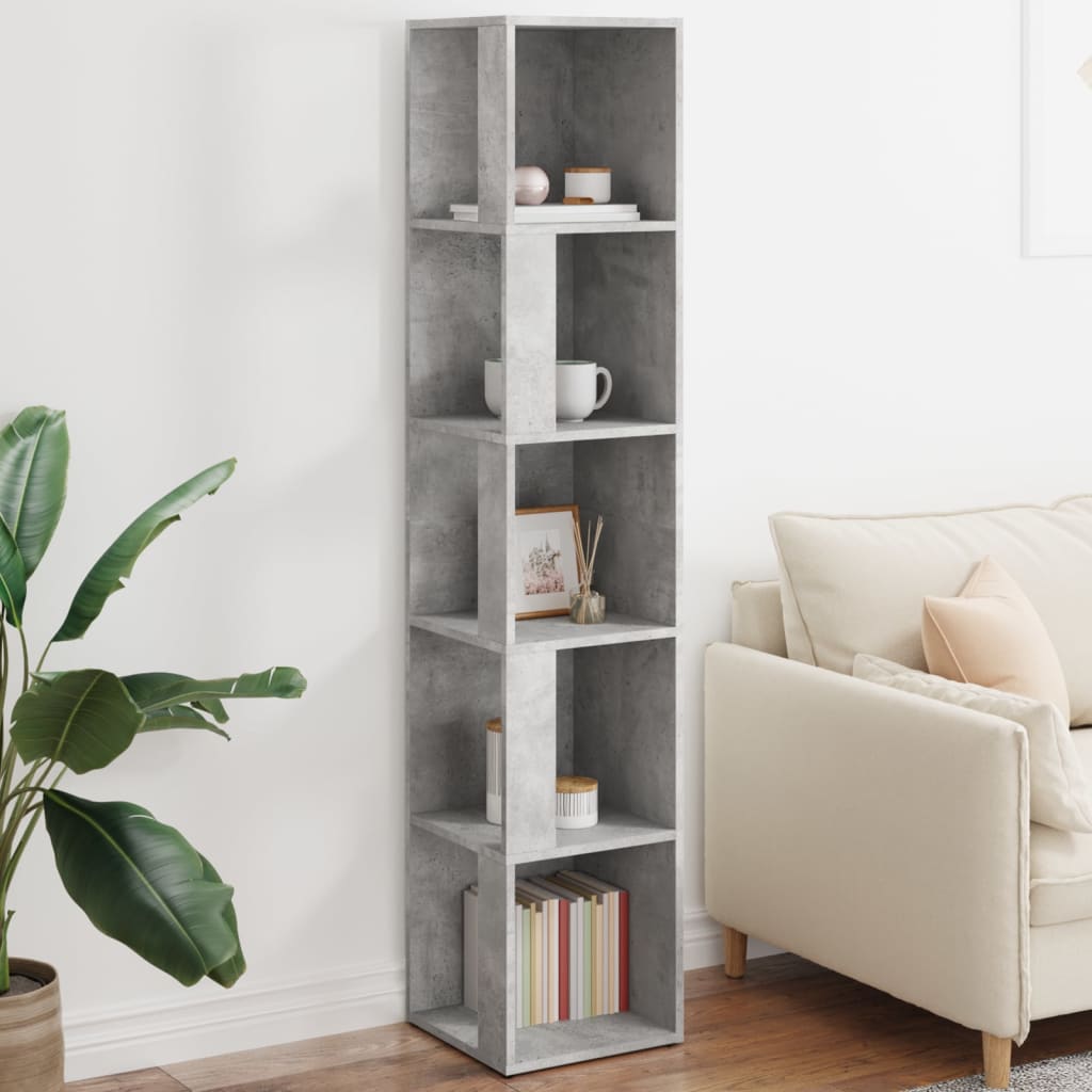 Corner shelf concrete grey 33x33x164.5 cm wood material