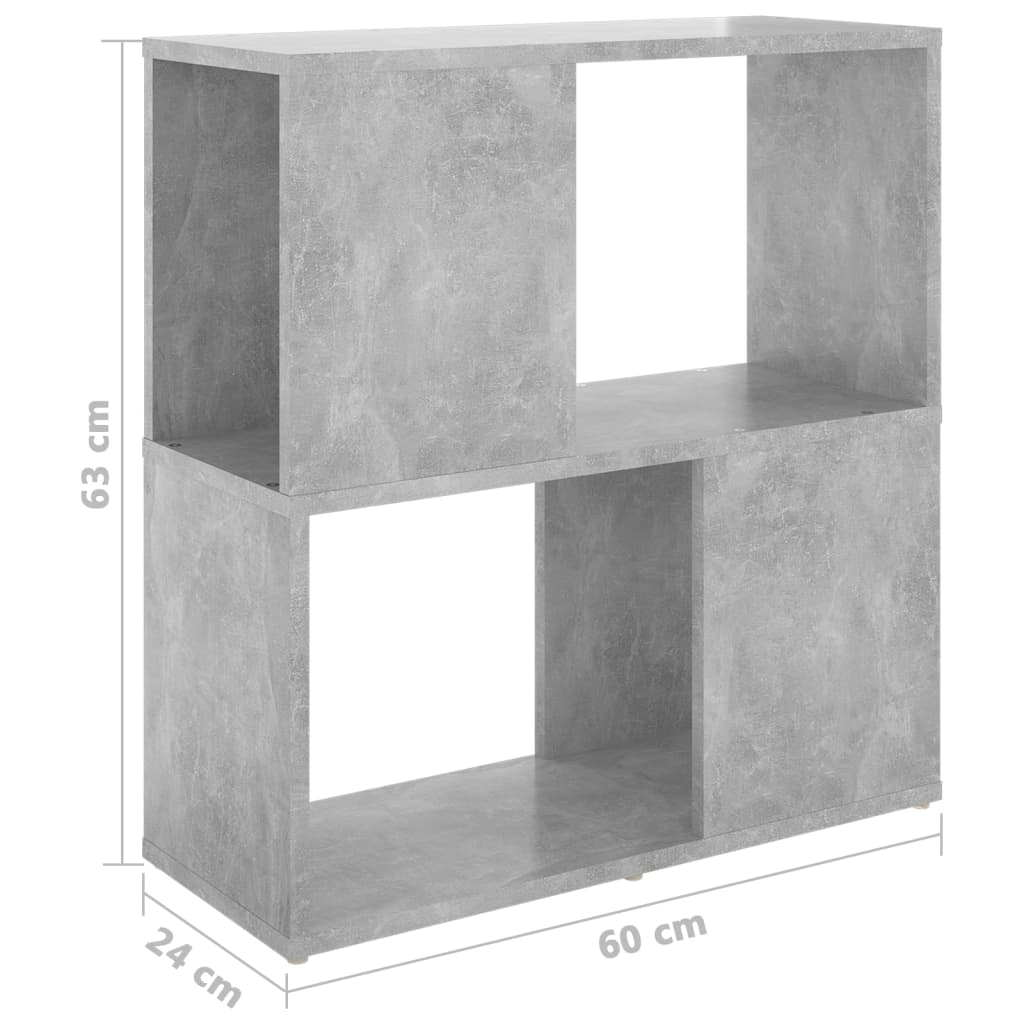 Bücherregal Betongrau 60x24x63 cm Holzwerkstoff