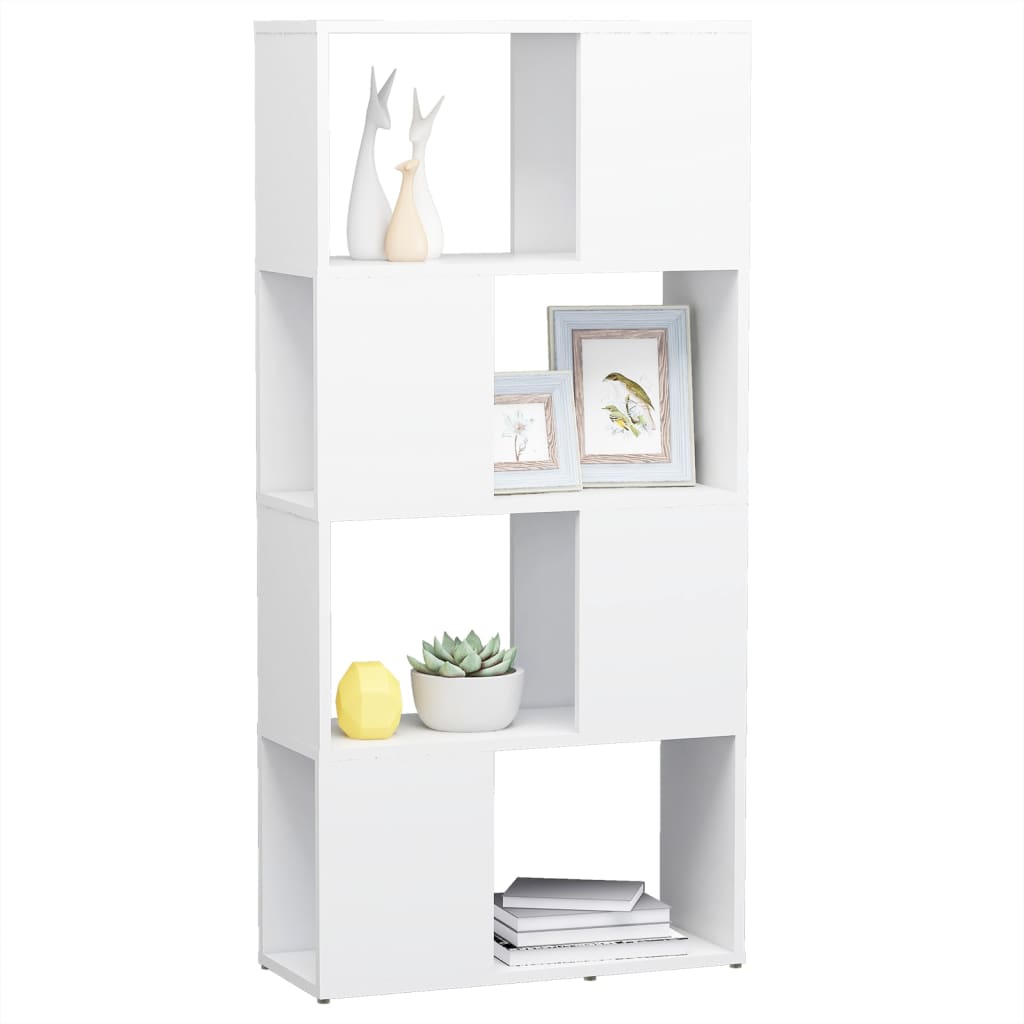 Bücherregal Raumteiler Weiß 60x24x124,5cm Holzwerkstoff