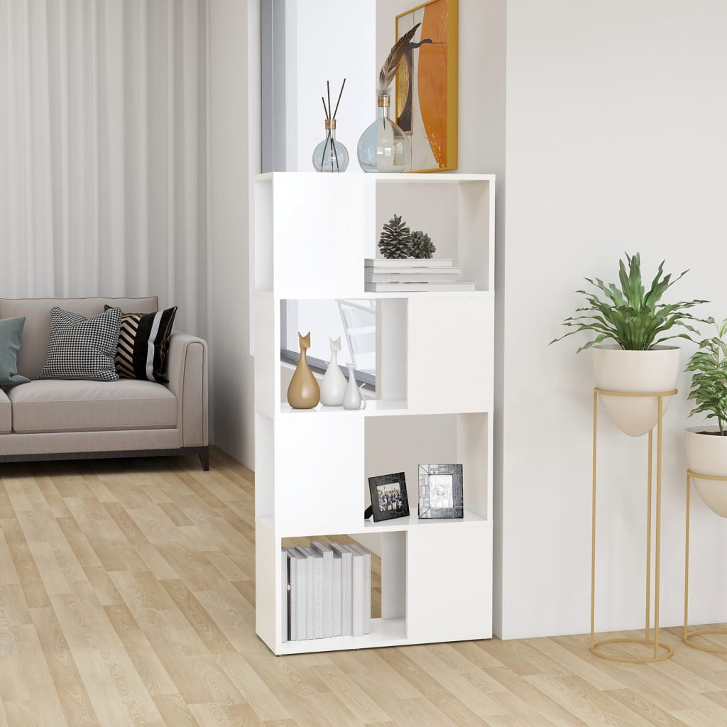 Bookcase Room Divider White 60x24x124.5cm Wood Material