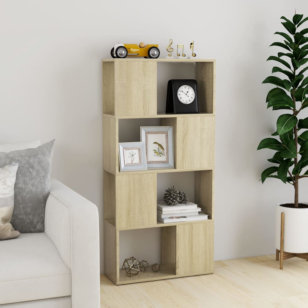 Bookshelf Room Divider Sonoma Oak 60x24x124.5cm Wood Material