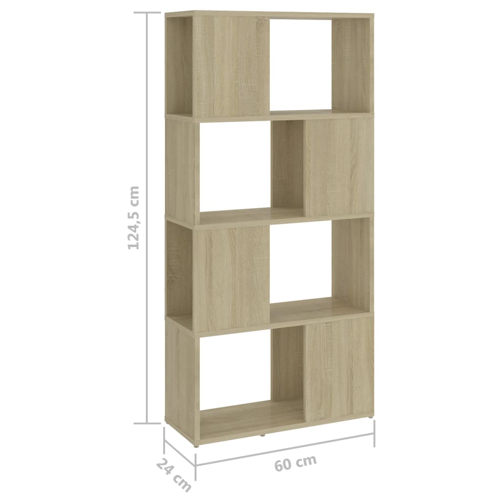 Bookshelf Room Divider Sonoma Oak 60x24x124.5cm Wood Material