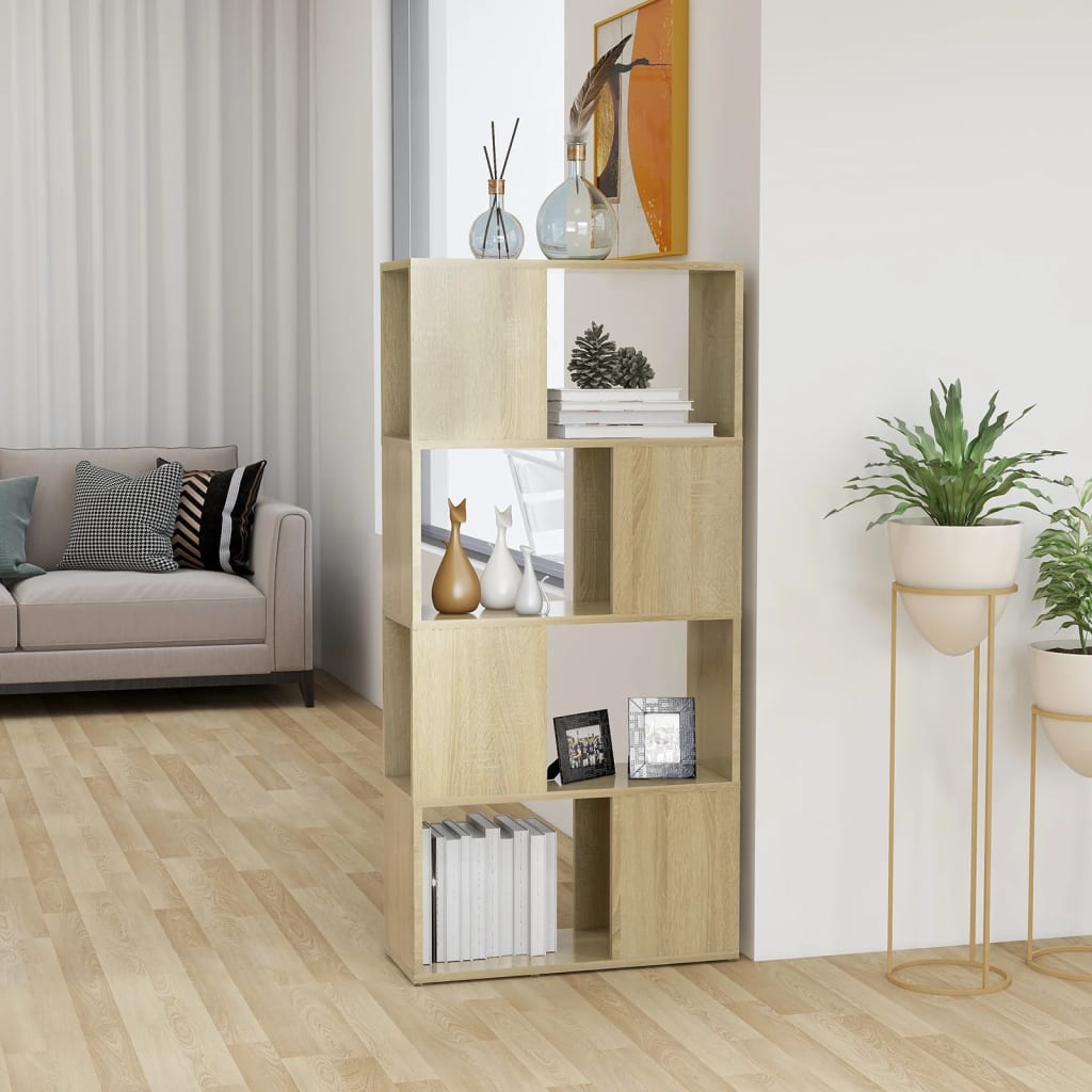 Bookshelf Room Divider Sonoma Oak 60x24x124.5cm Wood Material