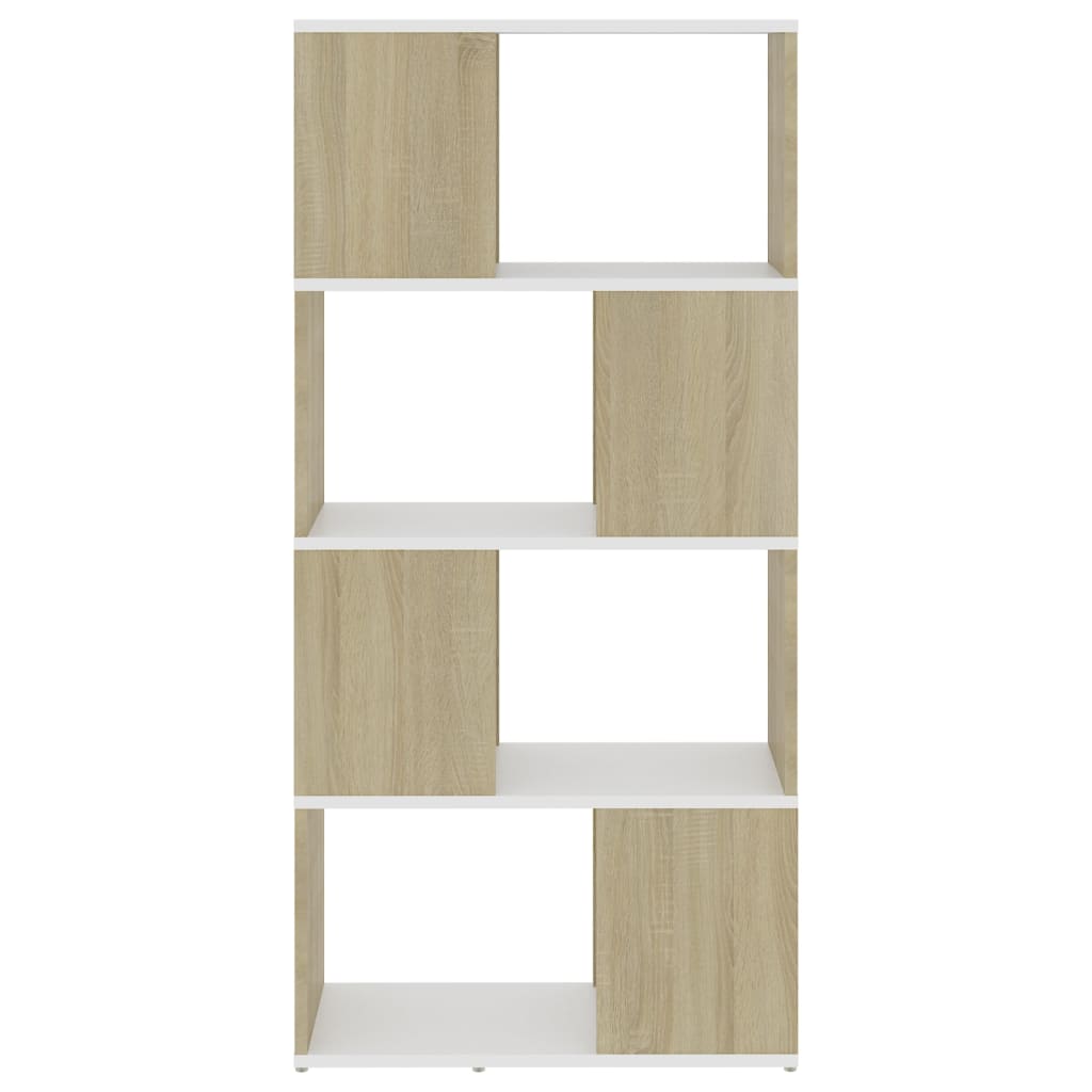 Bookcase Room Divider White Sonoma Oak 60x24x124.5 cm