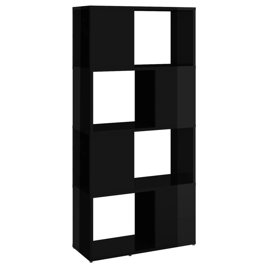 Bookcase Room Divider High Gloss Black 60x24x124.5 cm